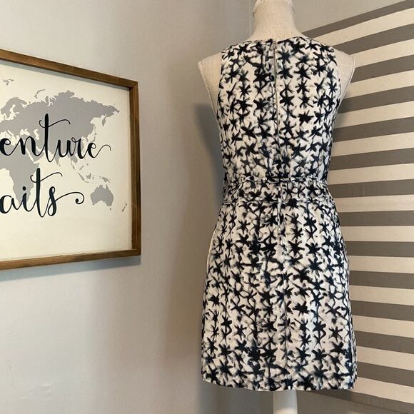 J. Crew Blue & White Batik Knotted Starfish Nautical Silk Blend Mini Dress Sz 0 - Picture 7 of 12